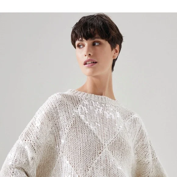 $4400 NWT Brunello Cucinelli women Opera sequins sweater Top